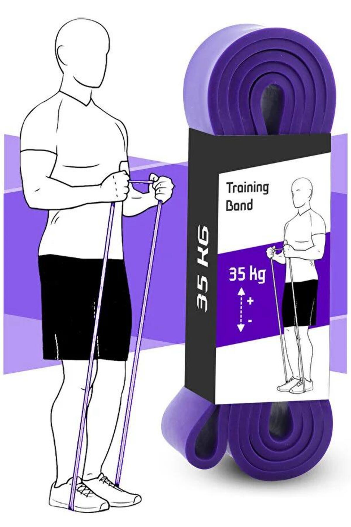 35 KG Pilates Direnç Bandı Mor - Ağır Sert Egzersiz Ve Spor Lastiği Fitnes Bandı