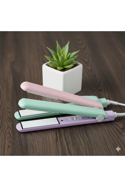 Mini Taşınabilir Saç Düzleştirici - Seyahat Tipi Seramik Kaplama Maşa - Pastel Renk Seçenekli
