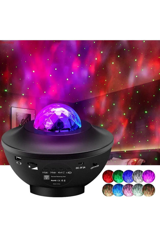 Starry Projektör Light Galaksi Lazer Disco Topu Bluetooht Ses Bombası Gece Lambası