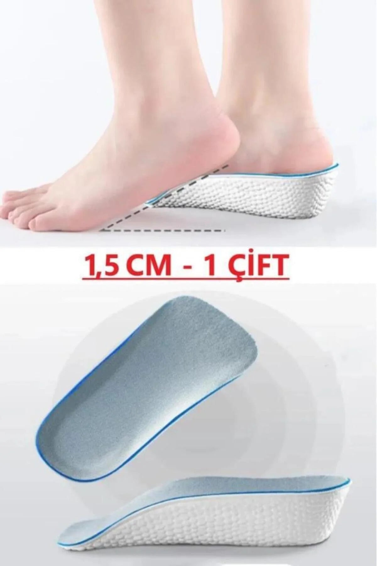 1,5 CM Boy Uzatan Tabanlık Çifti Ortopedik Gizli Topuk Yükseltici Ayakkabı İçi Destek