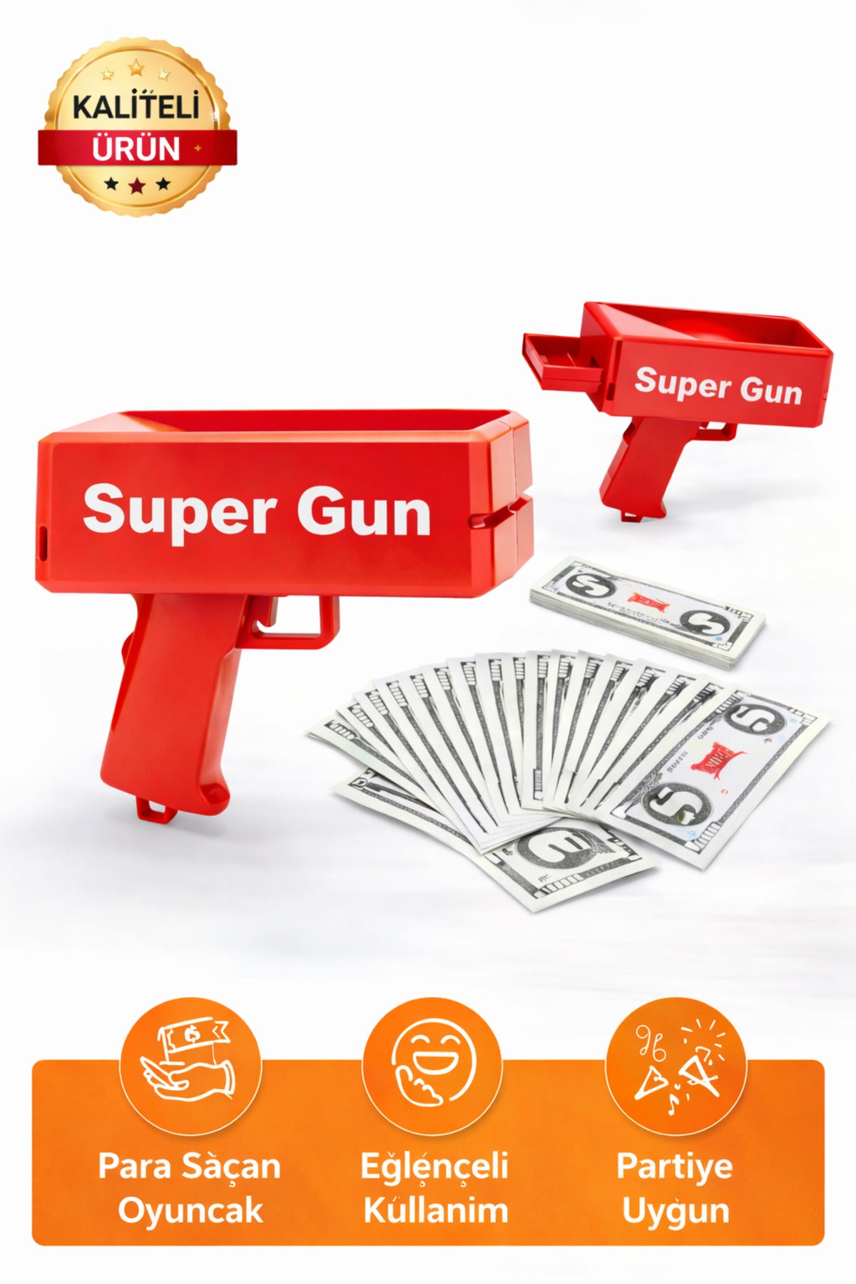 Super Gun Para Saçan Oyuncak Tabanca – Eğlenceli Parti ve Organizasyon Aksesuarı