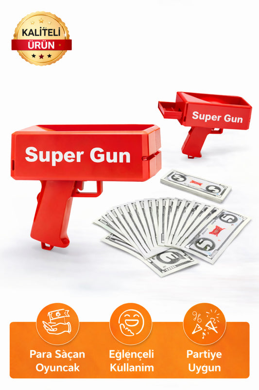 Super Gun Para Saçan Oyuncak Tabanca – Eğlenceli Parti ve Organizasyon Aksesuarı