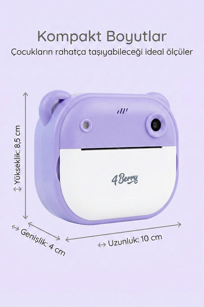 Anında Baskılı Çocuk Kamerası HD Ekranlı Termal Etiket ve Fotoğraf Baskı