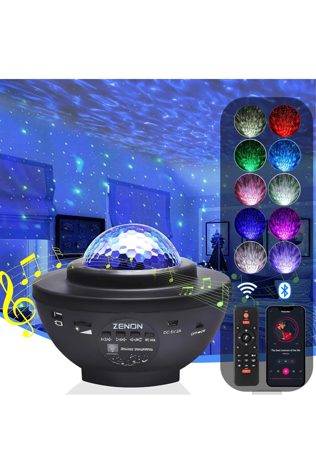 Bluetooth Hoparlörlü Galaxy Yıldız Projektör Lamba – Uzaktan Kumandalı RGB Gece Lambası