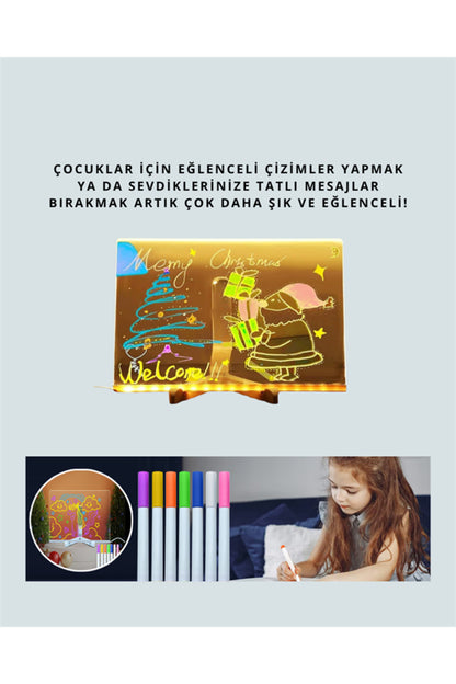 Çocuklar İçin Renkli LED Mesaj Tahtası – Neon Kalemli, Eğlenceli ve Yaratıcı Yazı Panosu