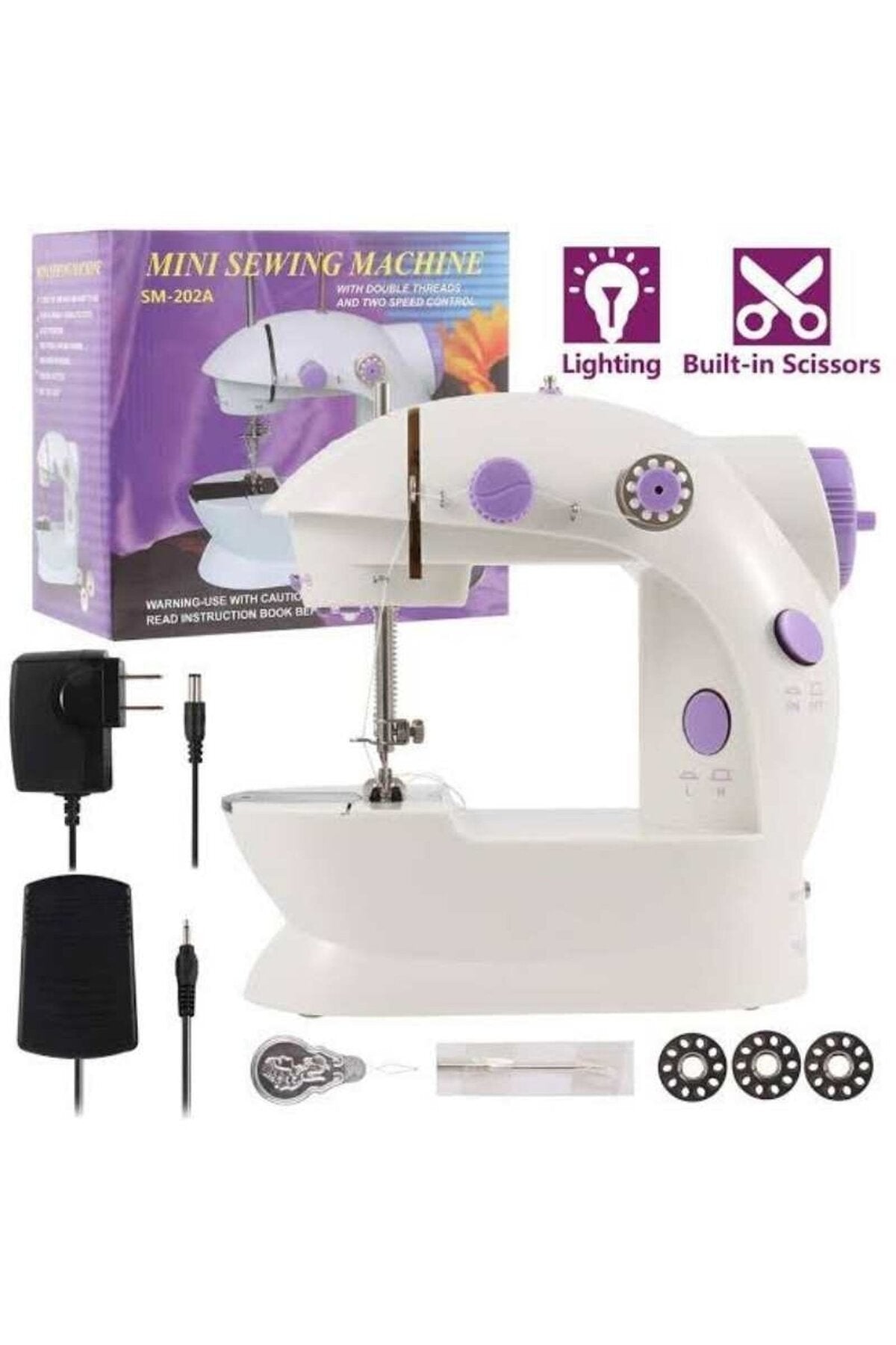 Taşınabilir Dikiş Makinesi Mini Portatif Hız Ayarlı Kademeli Pratik Seyahat Dikiş Makinesi