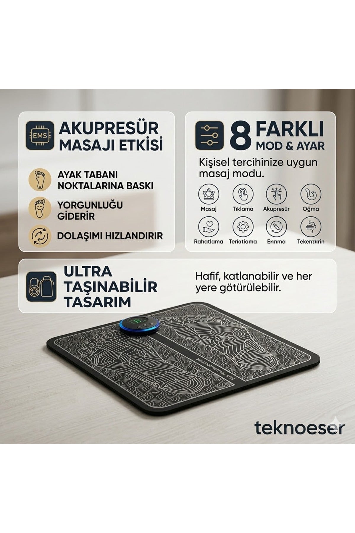 EMS Ayak Masaj Minderi Elektrikli Ayak Masajı Kas Stimülatörü Ayak Ağrısı Giderici