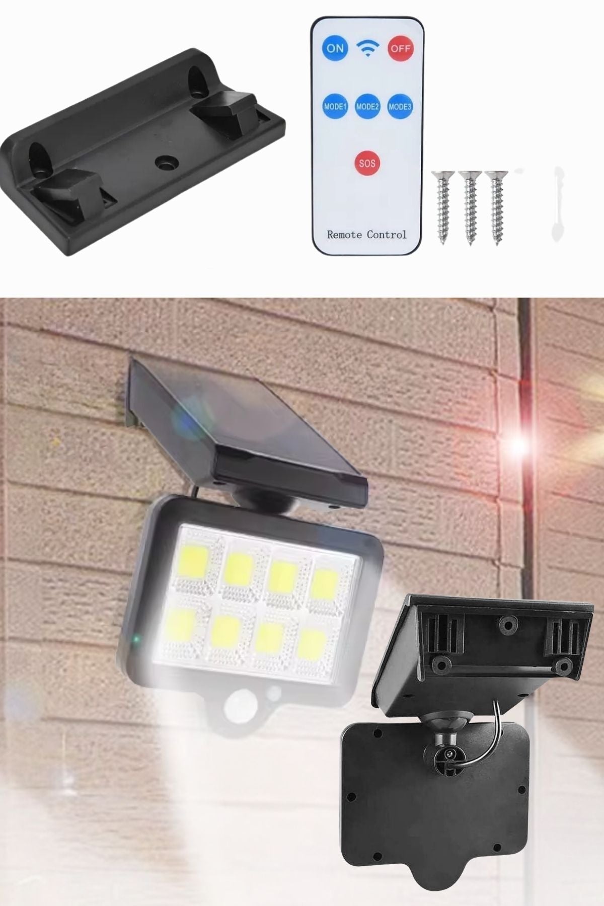 Solar Lamba 140 Led 8 Bölmeli Sensörlü Güneş Enerjili