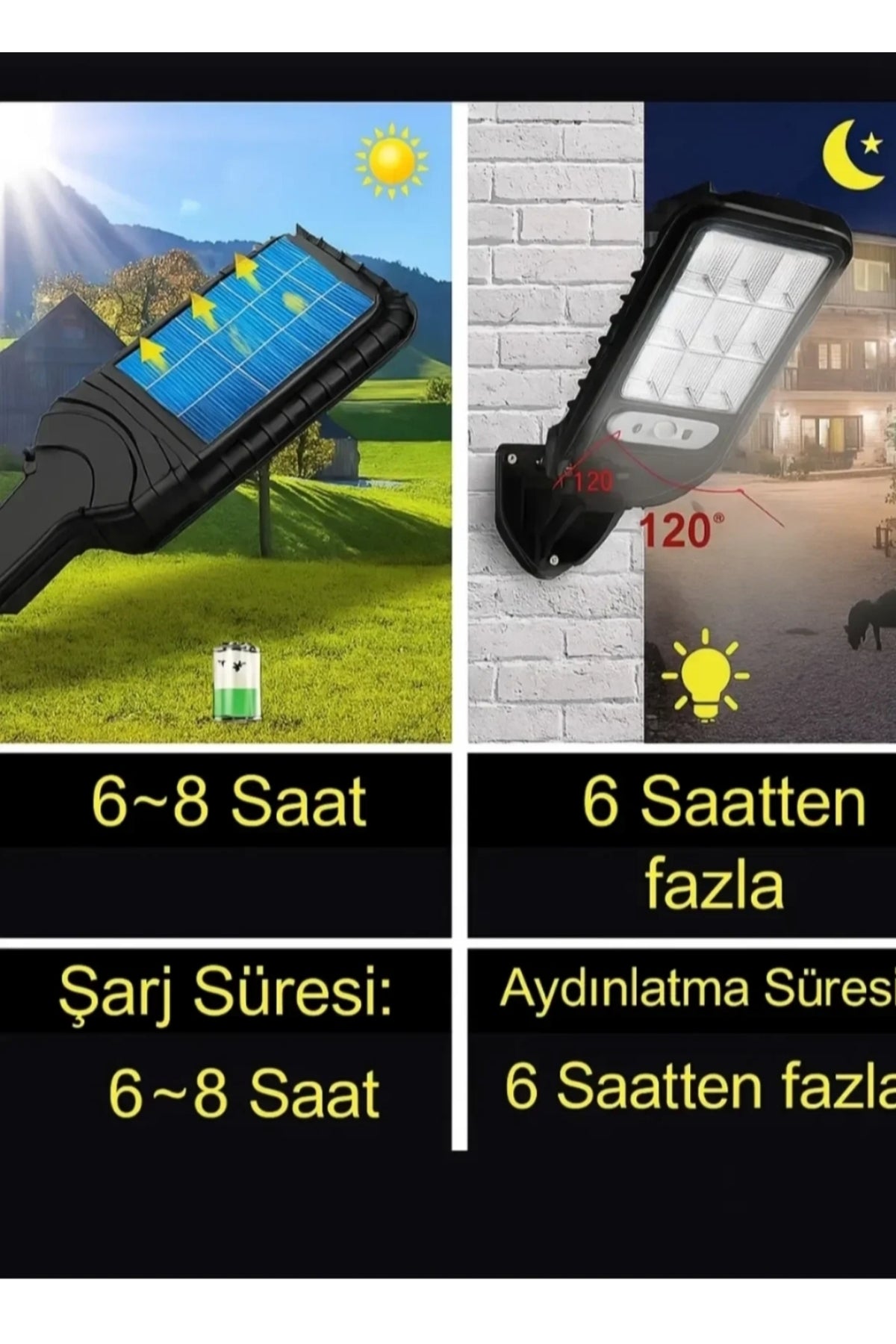 Solar Güneş Enerjili 122 Ledli Hareket Sensörlü Kumandalı Bahçe Balkon Aydınlatma Sokak Lambası