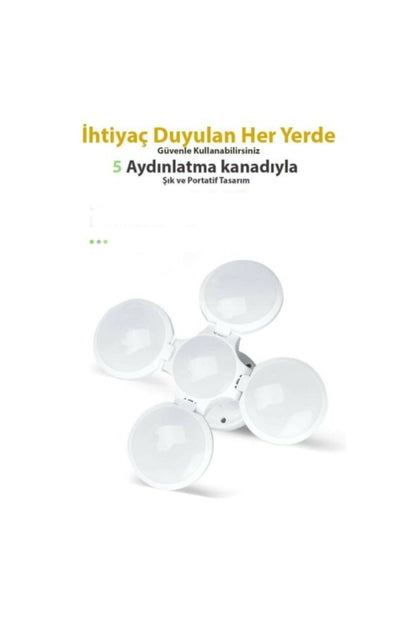 Solar Güneş Enerji Ve Usb Sarjlı 5 Kanatlı Bahçe Aydınlatma Led Askılı Pratik Kamp Lamba