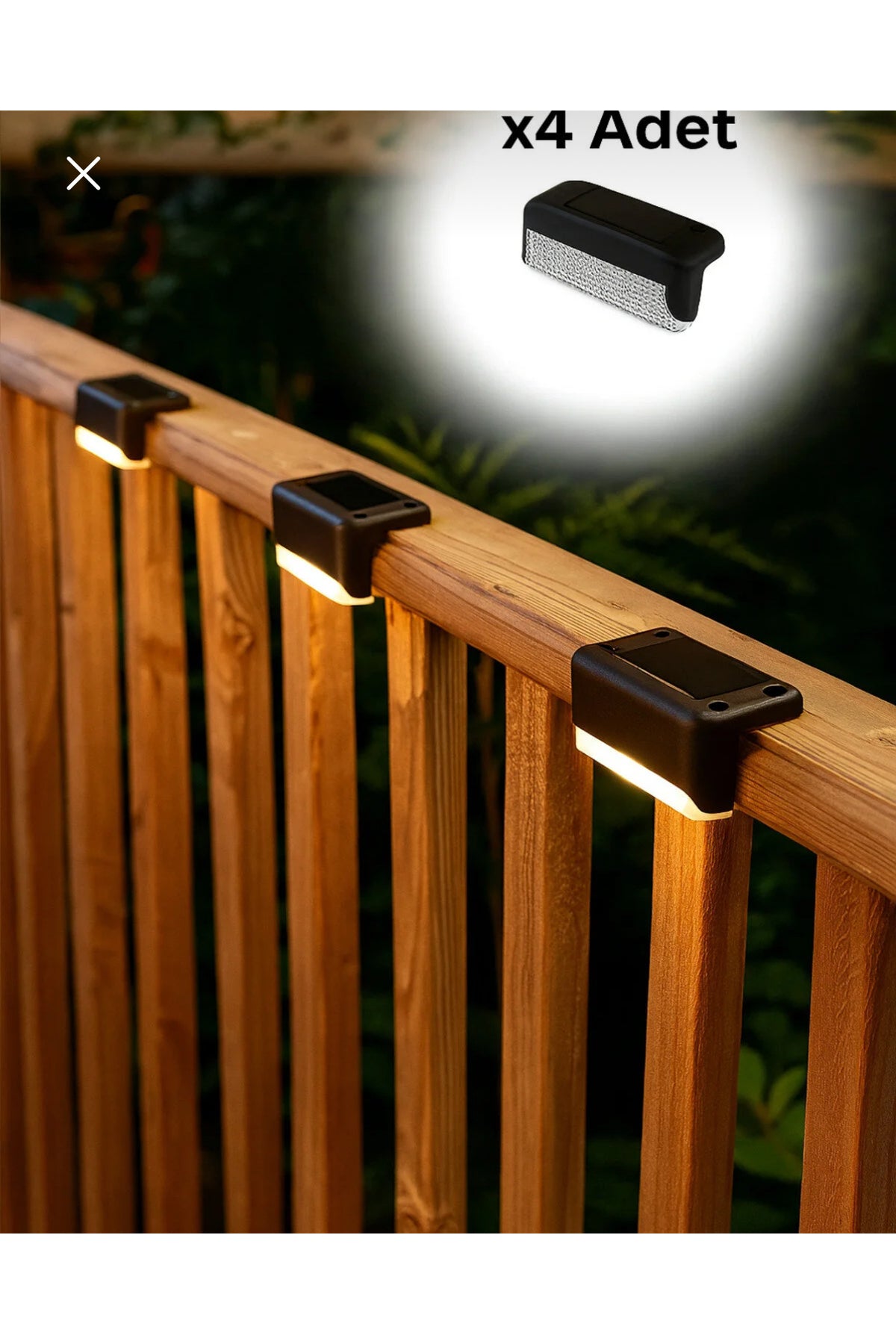 4 Adet Solar Güneş Enerjili Lamba Merdiven, Bahçe, Balkon, Veranda Dekorasyon Ve Çit Işık
