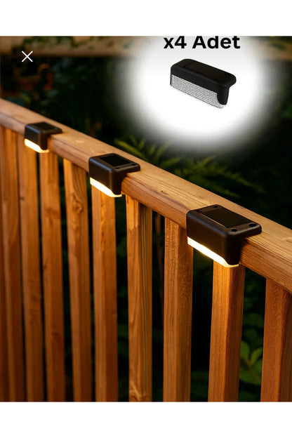 4 Adet Solar Güneş Enerjili Lamba Merdiven, Bahçe, Balkon, Veranda Dekorasyon Ve Çit Işık