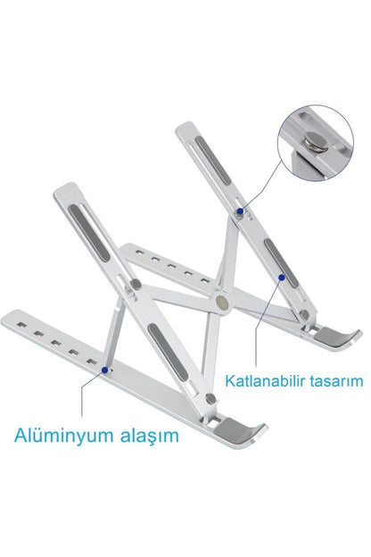 Metal Ayarlanabilir Dizüstü Destek Tabanı Tamamen Katlanabilir Taşınabilir Laptop Yükseltici