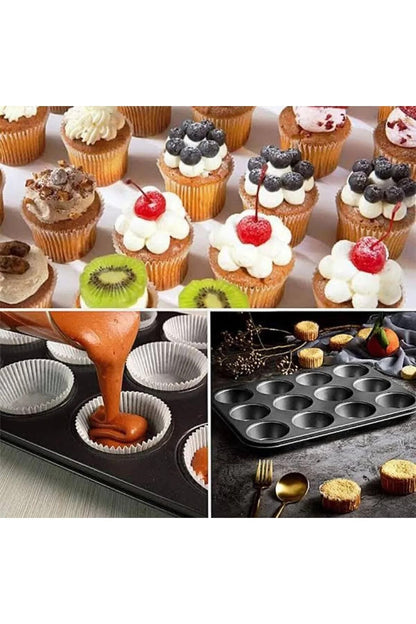 12'li Metal Yapışmaz Muffin Kek Kalıbı (26.5CM*35CM)