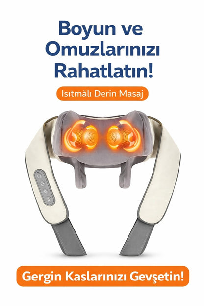 Isıtmalı Boyun ve Omuz Masaj Aleti – Derin Yoğurma Masajlı Rahatlatıcı Masaj Cihazı