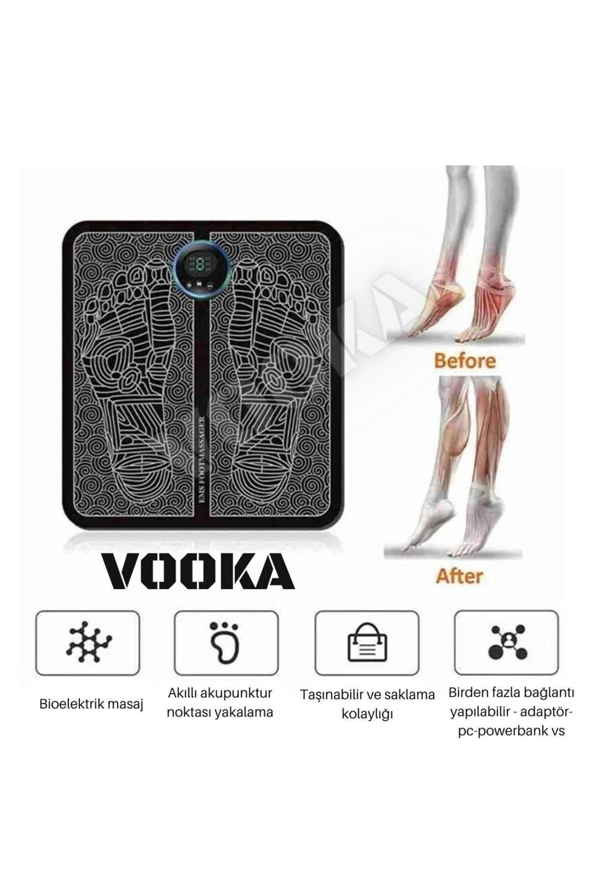 Vilya Elektrikli Ayak Stimülasyon Masaj Pedi Katlanır Taşınabilir Otomatik Masaj Aleti