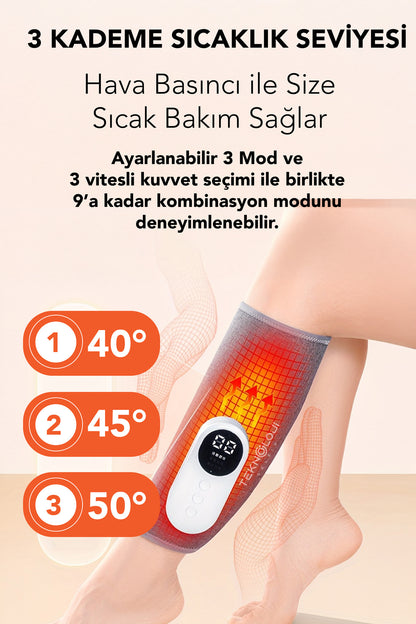 Diz Masajı Yeni Nesil Şarjlı Isıtmalı 3 Kademeli 40°C 45°C 50°C Hava Basınçlı Masaj 3 Modlu