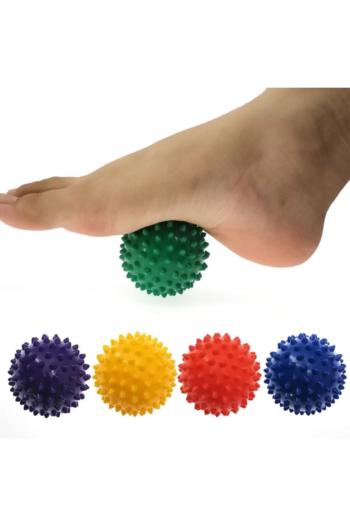 3 TOP Sert Dikenli El Vucut Masaj Topu Seti / El Duyu Egzersiz Masaj Topu 6 CM