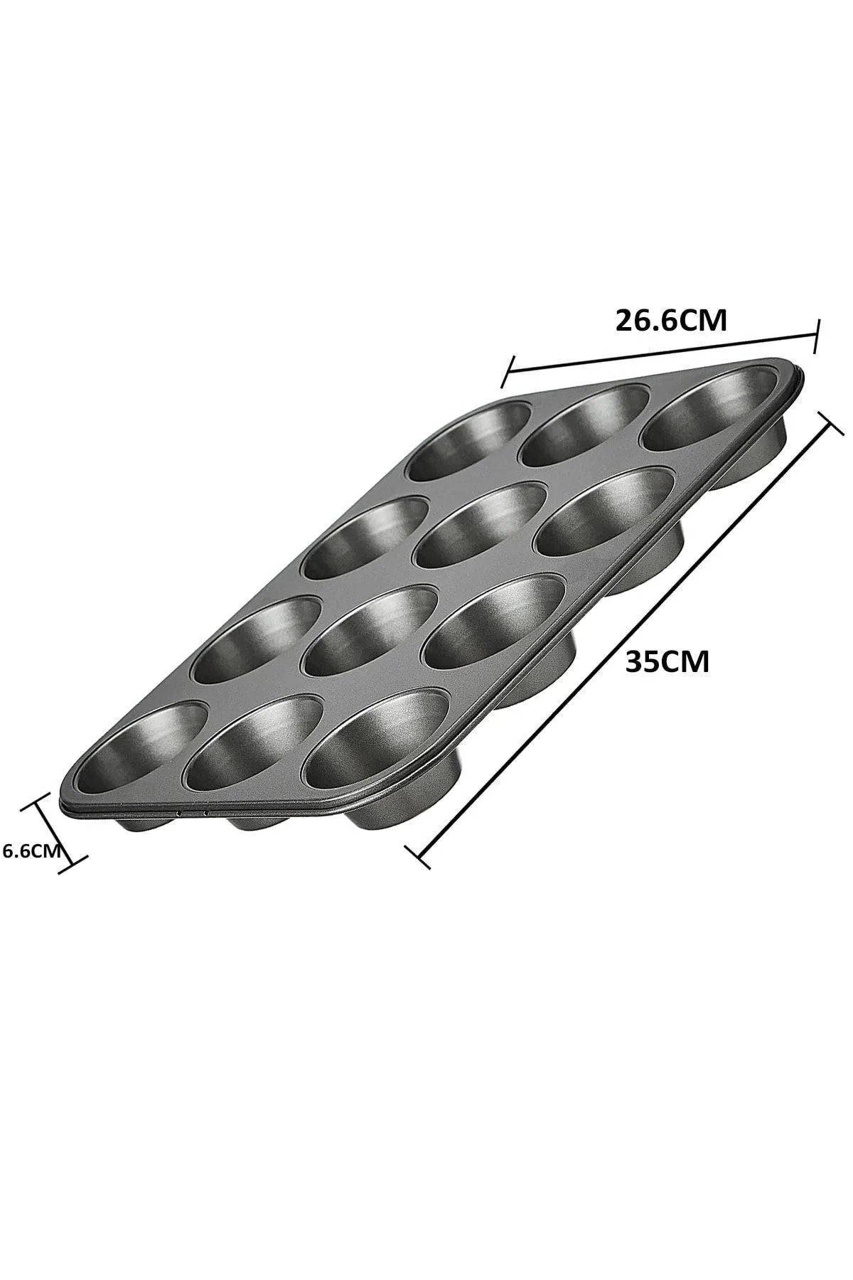 12'li Metal Yapışmaz Muffin Kek Kalıbı (26.5CM*35CM)