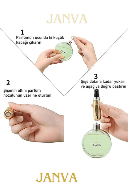 2 adet Parfüm Şişesinden Çanta Içi Mini Doldurulabilir Seyahat Cep Yedek Parfüm Şişesi 5 ml