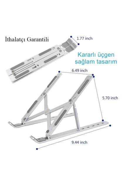Metal Ayarlanabilir Dizüstü Destek Tabanı Tamamen Katlanabilir Taşınabilir Laptop Yükseltici