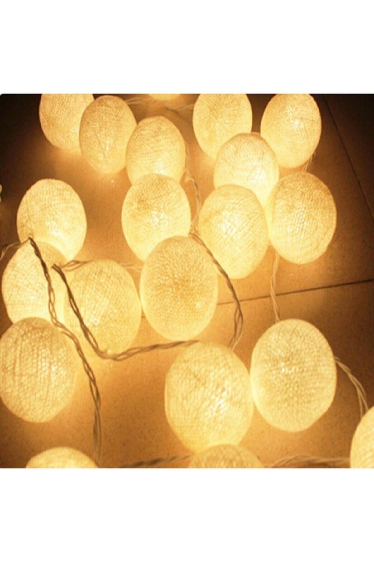 Işıklı Top Şeklinde Dolama Beyaz Led Süsleme 10lu Led Pilli