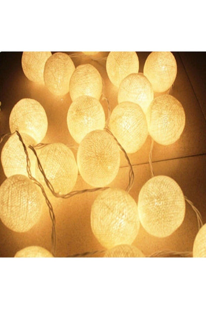 Işıklı Top Şeklinde Dolama Beyaz Led Süsleme 10lu Led Pilli