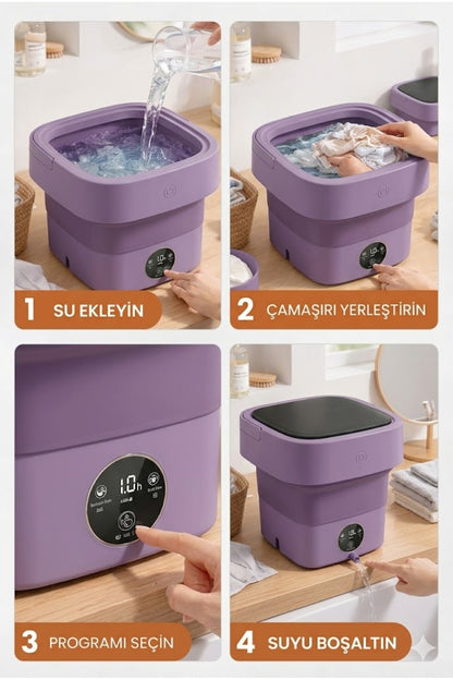 Katlanabilir Mini Çamaşır Makinesi Taşınabilir Pratik Seyahat Tipi Yıkama Makinesi