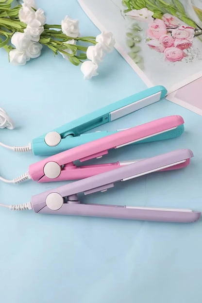 Mini Taşınabilir Saç Düzleştirici - Seyahat Tipi Seramik Kaplama Maşa - Pastel Renk Seçenekli