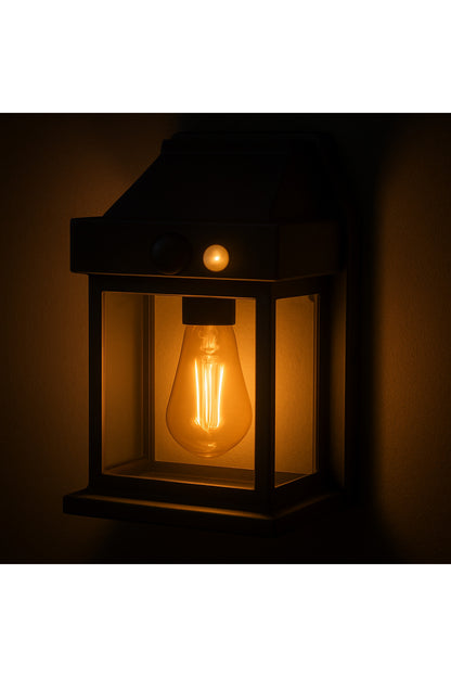 Solar Enerjili Retro Duvar Lambası | Hareket Sensörlü Dış Mekan Bahçe Aydınlatma – IP65 Su Geçirmez