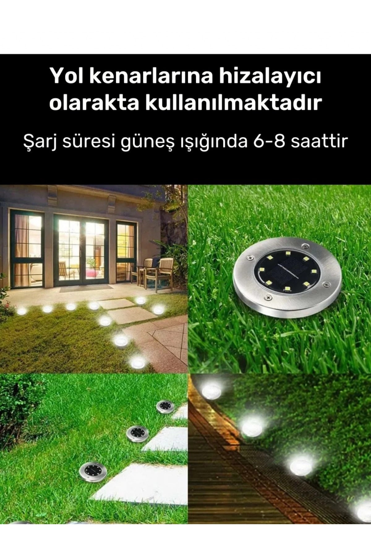 Yeni Su Geçirmez Dayanıklı 8 Ledli Solar Güneş Enerjili Işık Bahçe Dekor Aydınlatma Lambası - 4 Adet