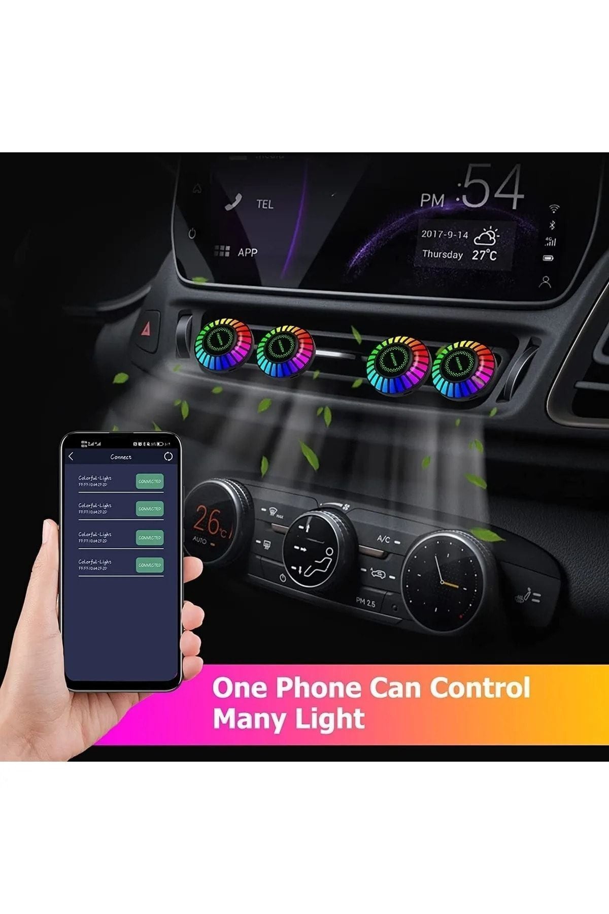 Araç Içi Rgb Sese Duyarlı Ekolayzer Led Işıklı Koku