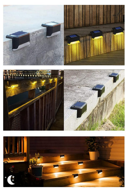 Güneş Enerjili Solar LED Köşebent Merdiven Lambası 4 Adet Basamak Aydınlatma