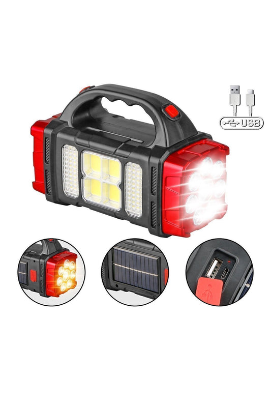 Solar Panelli El Feneri Şarjlı Işıldak Aydınlatma Ledli Usb Çıkışlı 38 Watt Bağ Bahçe Kamp Karavan