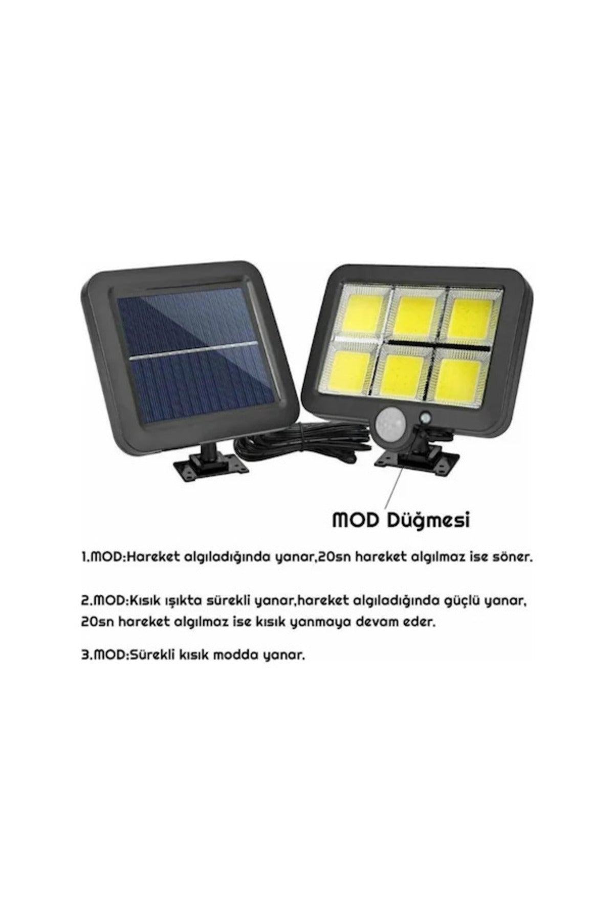 Güneş Enerjili 2'li COB LED Projektör Lamba Seti | Solar | Hareket Sensörlü Dış Mekan Aydınlatma