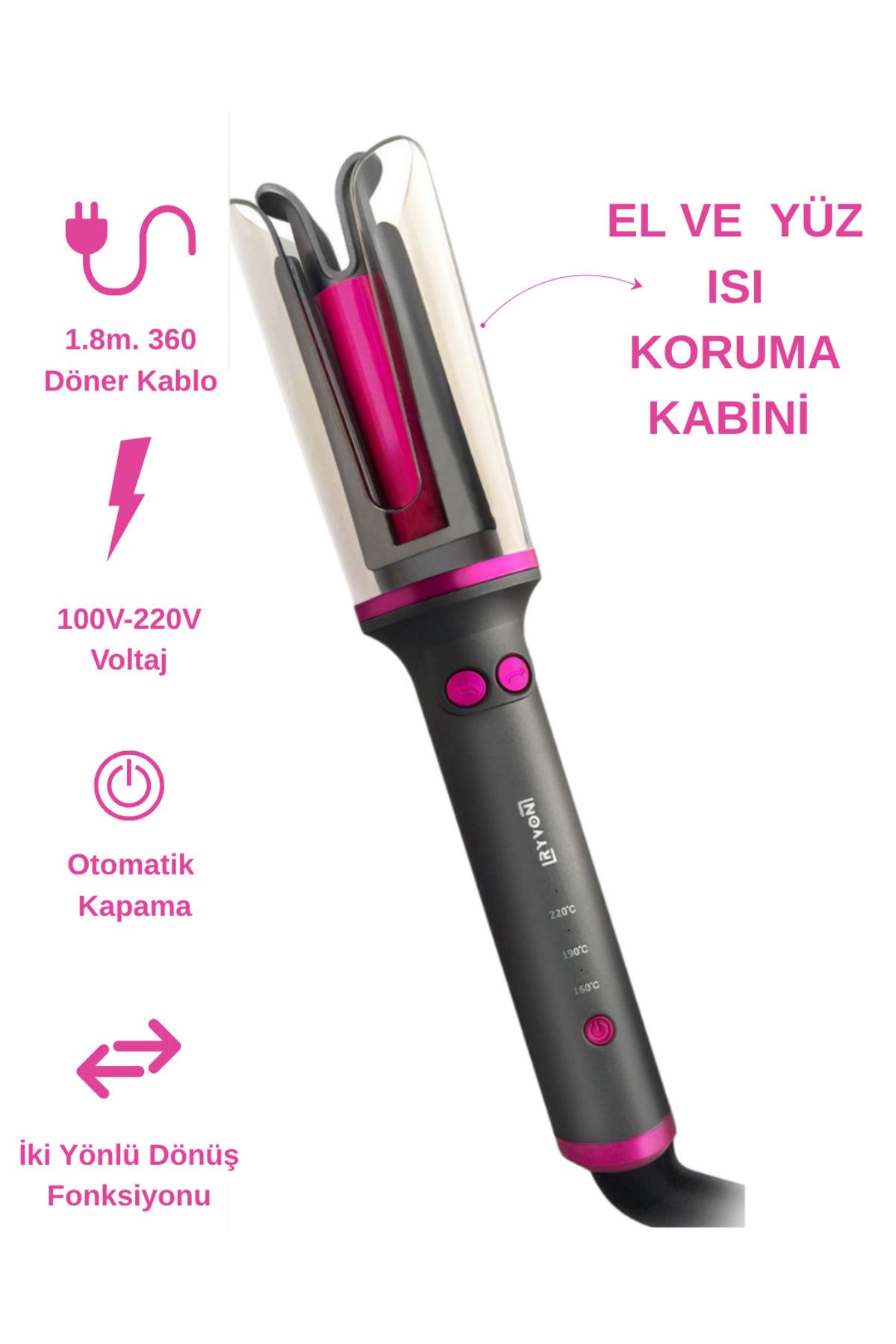 Siyah Otomatik Dönebilen Bukle Saç Maşası, Pratik ve Şık Saç Şekillendirme Aracı