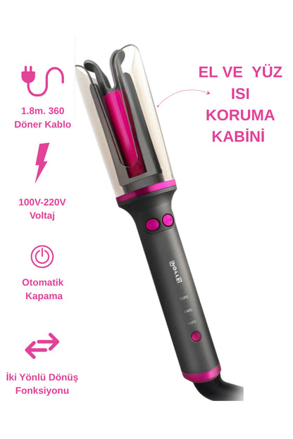 Siyah Otomatik Dönebilen Bukle Saç Maşası, Pratik ve Şık Saç Şekillendirme Aracı