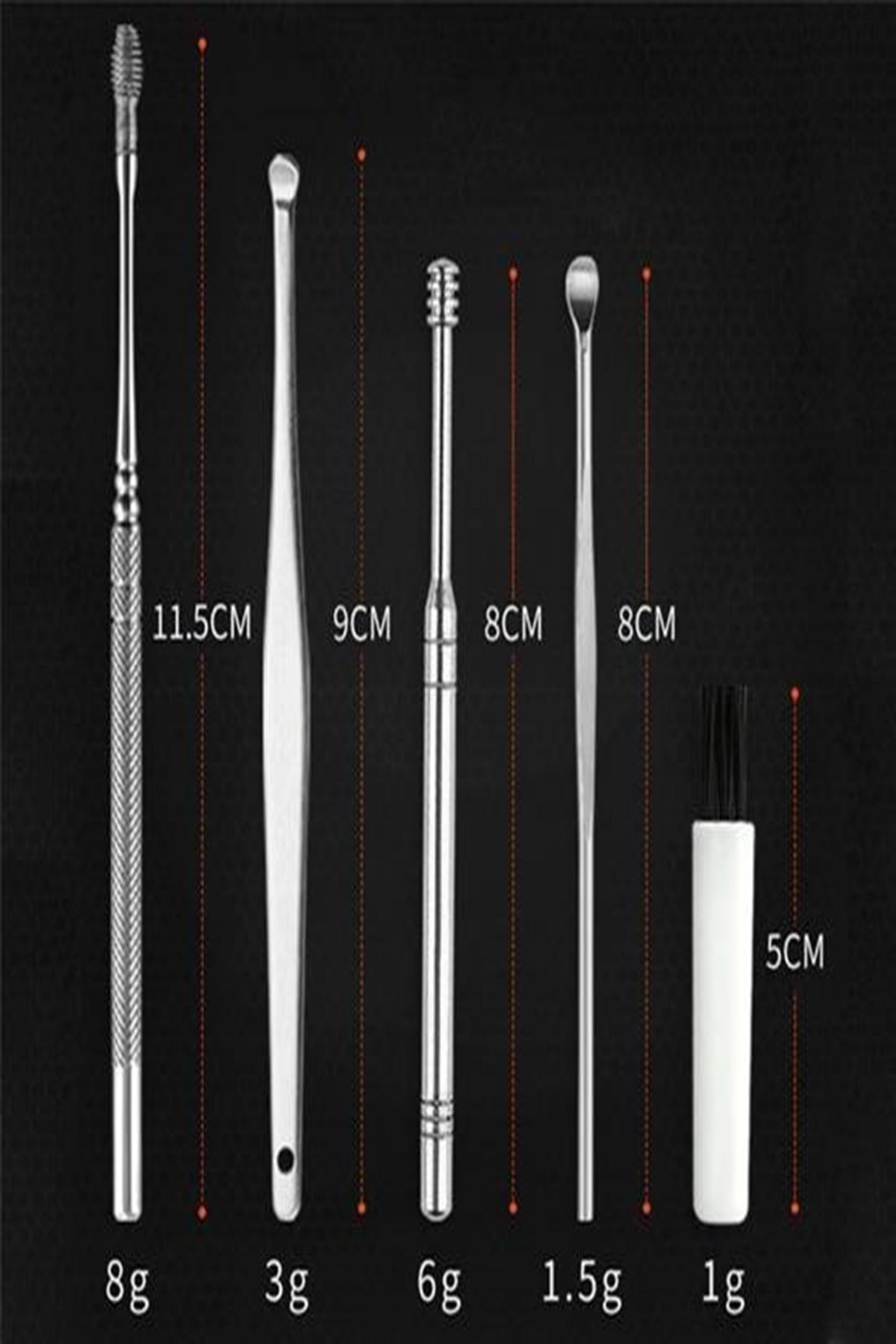6'lı Set Paslanmaz Çelik Kulak Bakım Kiti Kulak Kiri Temizleme Çubuğu Balmumu Çıkarma Toplama Kaşığı
