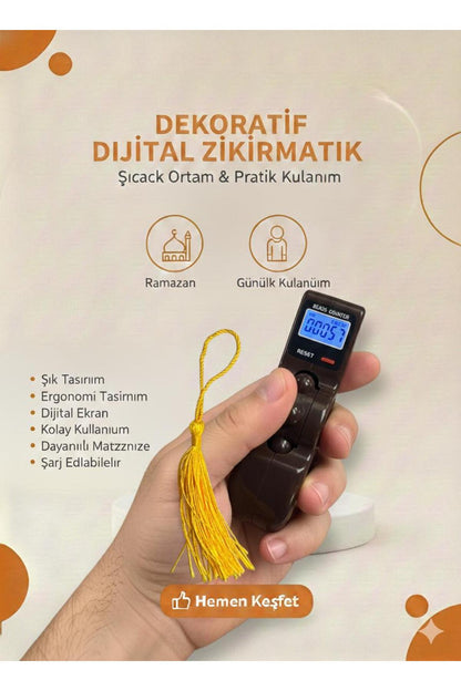 Dijital Tesbih Sayacı – LCD Ekranlı Zikir ve Dua Sayacı, Reset Tuşlu Beads Counter