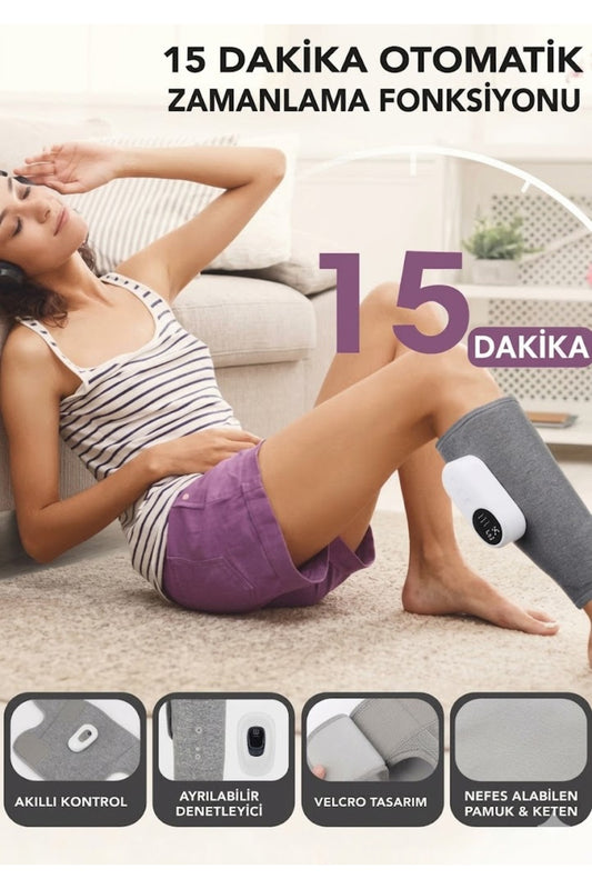 Akilli Hareket Sensorlu Bacak Baldir Masaj Aleti Isitmali Hava Kompresyonlu 3 Modlu