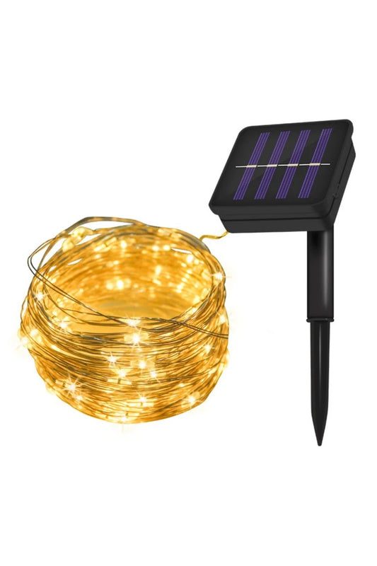 Solar 100Led Işık Ev Parti Perde Süsü Aksesuarı Noel Yılbaşı Ağacı Işığı 12m Güneş Enerjili