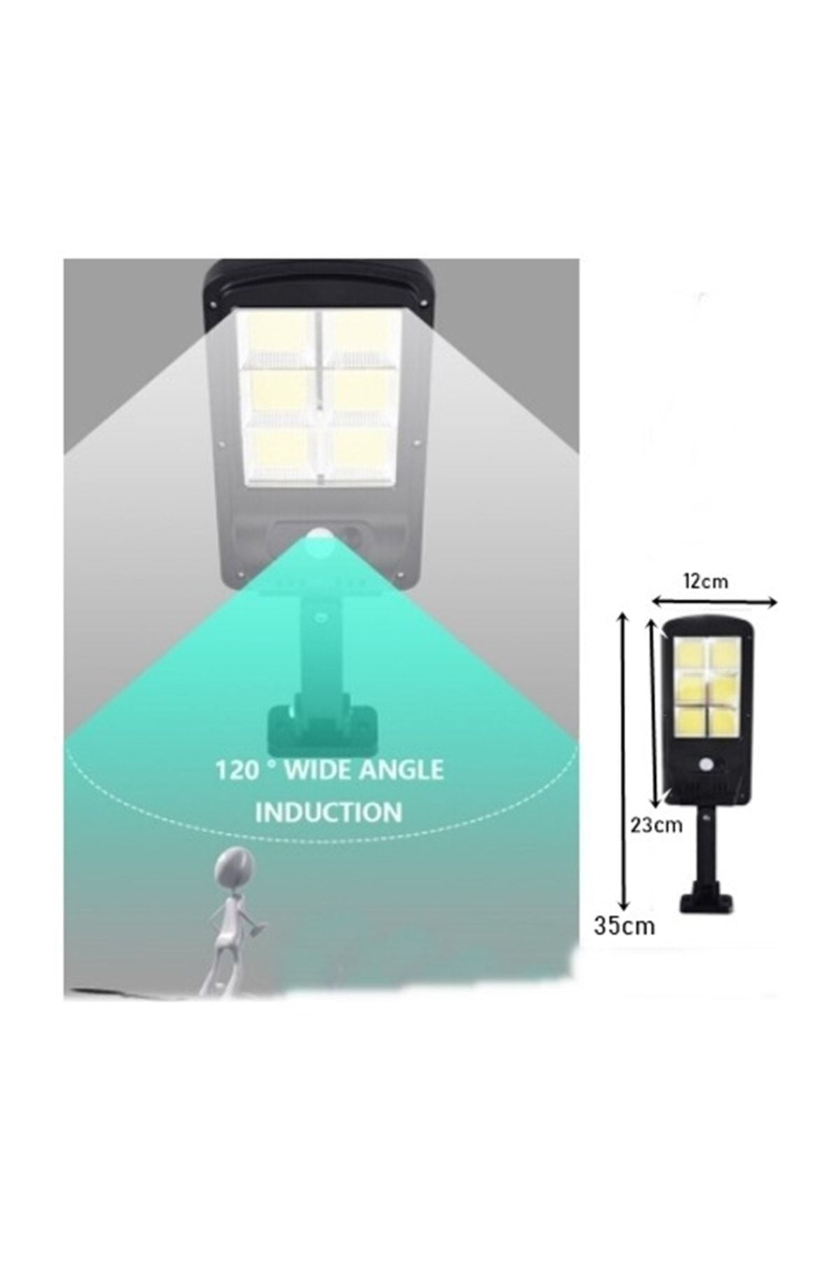 Hareket Sensörlü 3 Modlu Cob Led Solar Güneş Enerjili Sokak Lambası Bahçe Aydınlatması