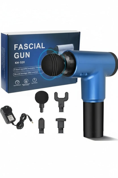 Şarjlı Darbeli Masaj Tabancası 4 Başlıklı Titreşimli Massage Gun Bel Boyun Sırt Masaj Aleti