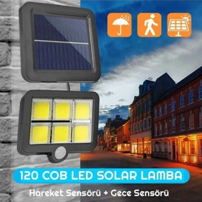 Kumandalı 3 Modlu Hareket Sensörlü Güneş Enerjili Solar 120 Cob Led Bahçe