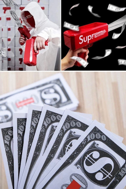 Eğlenceli Para Saçma Fırlatma Tabancası Top Banknot Süper Para Silah Oyuncaklar Parti Oyunu Açık