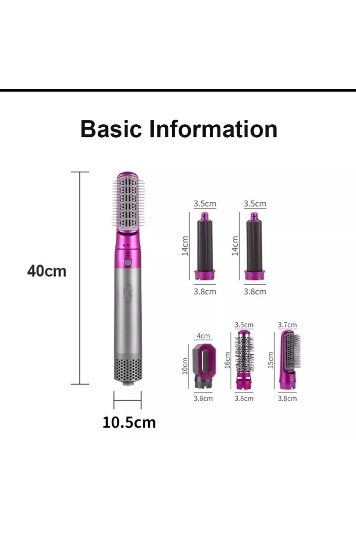 5 In 1 Profesyonel Saç Şekillendirici Fırça Taraklı Kurutma Fön Makinesi 1000 Watt