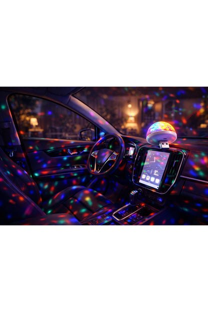 USB Mini Disko Topu RGB 7 Renk Ses Duyarlı Araç İçi LED Parti Işığı