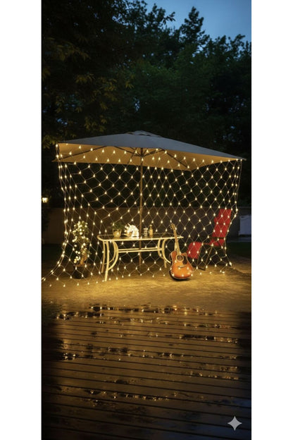 Menergy LED Ağ Perde Işık 3x2 Metre | Sıcak Beyaz | İç & Dış Mekan | Enerji Tasarruflu Net Curtain