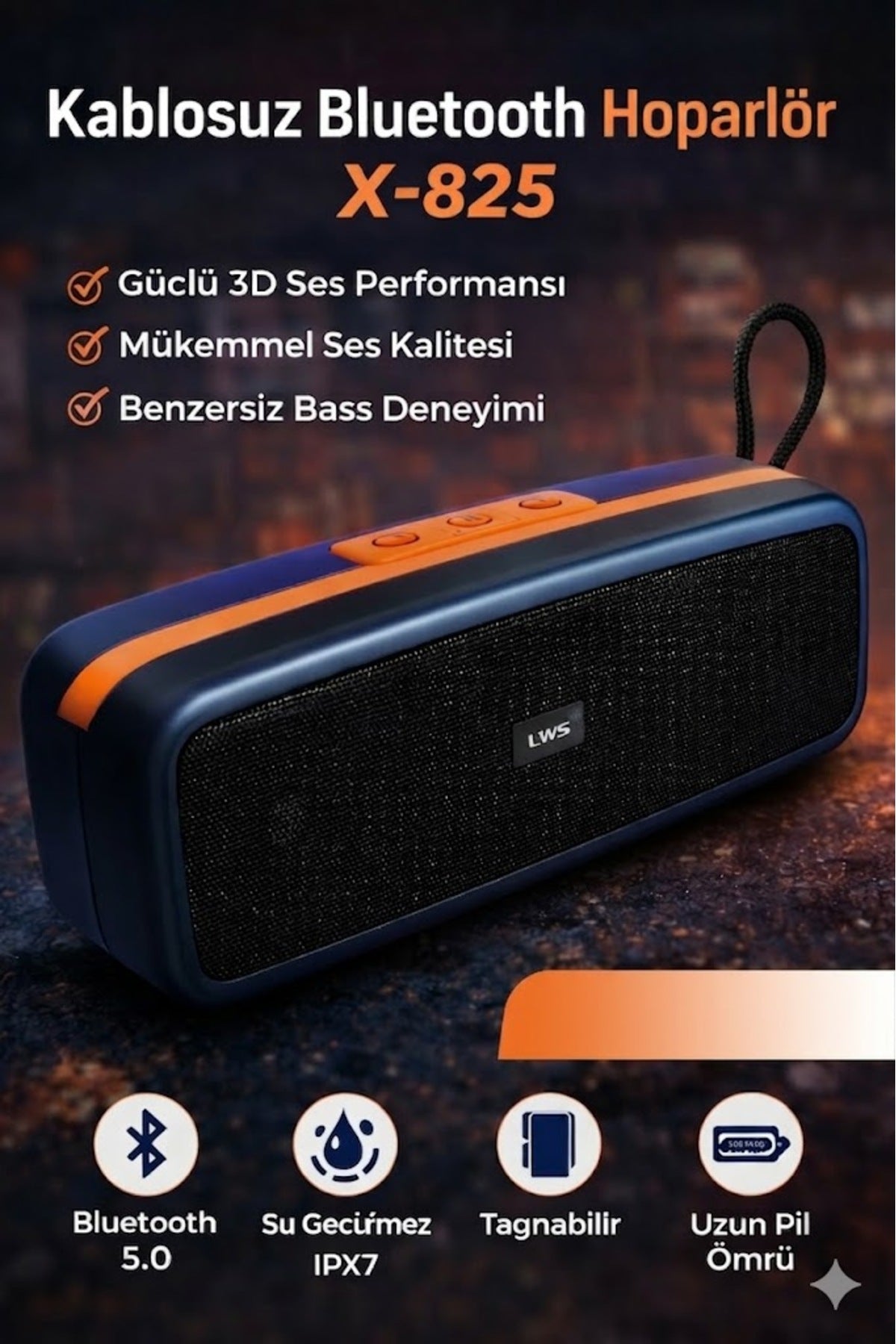 X-825 Kablosuz Bluetooth Hoparlör 3D Ses Bass Güçlü Taşınabilir Wireless Speaker