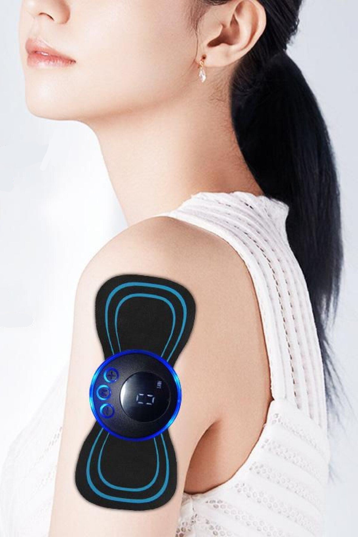 Kas Rahatlatıcı Mini EMS Masaj Bandı – 8 Farklı Mod ve LCD Ekranlı Şarjlı Elektrikli Kas Stimülatörü